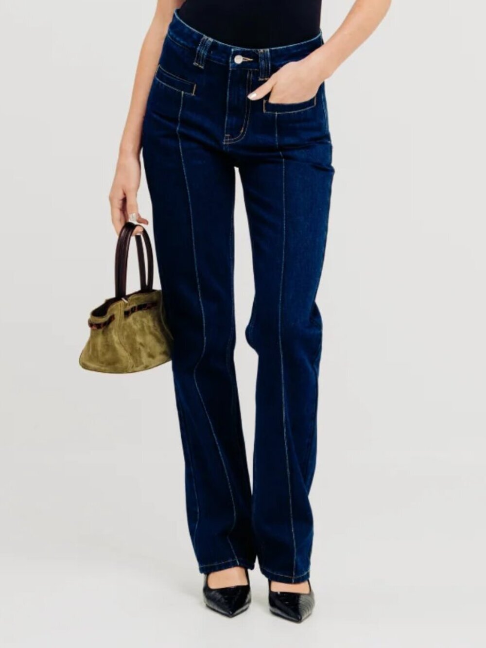 NWT Torn by Ronny Kobo Jorah Jeans Ink Wash High Rise Pintuck Sz 28  - Org $178
